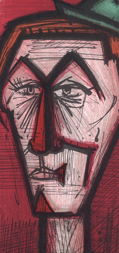 Bernard Buffet, Le Clown Au Fond Rouge, Lithographs 1952-1966, Lithograph