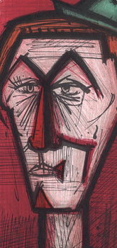 Bernard Buffet, Le Clown Au Fond Rouge, Lithographs 1952-1966, Lithograph