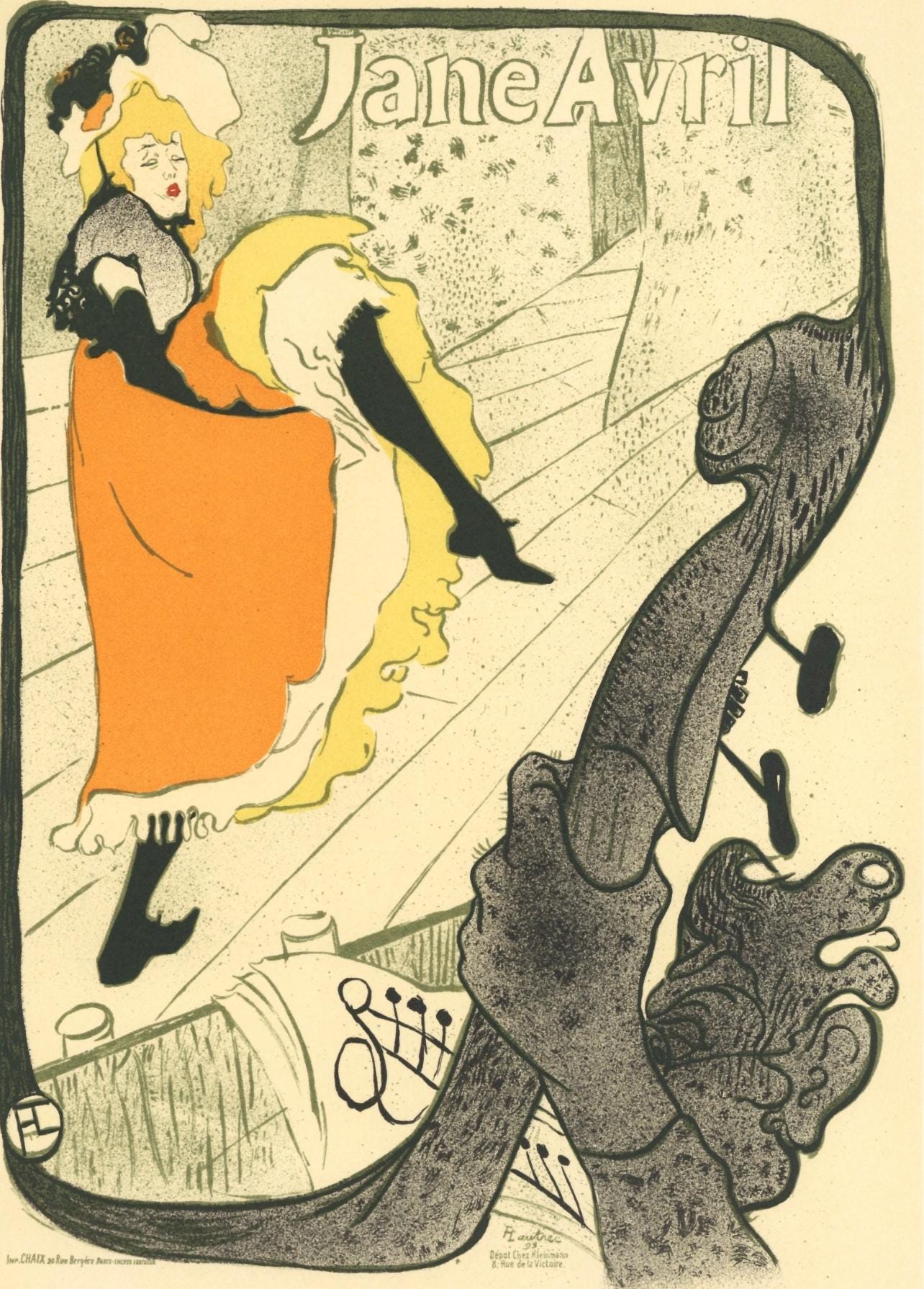 Henri De Toulouse-Lautrec, Jane Avril, Les Affiches De Toulouse-Lautrec, Lithograph
