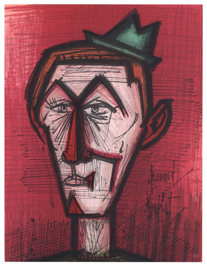 Bernard Buffet, Le Clown Au Fond Rouge, Lithographs 1952-1966, Lithograph