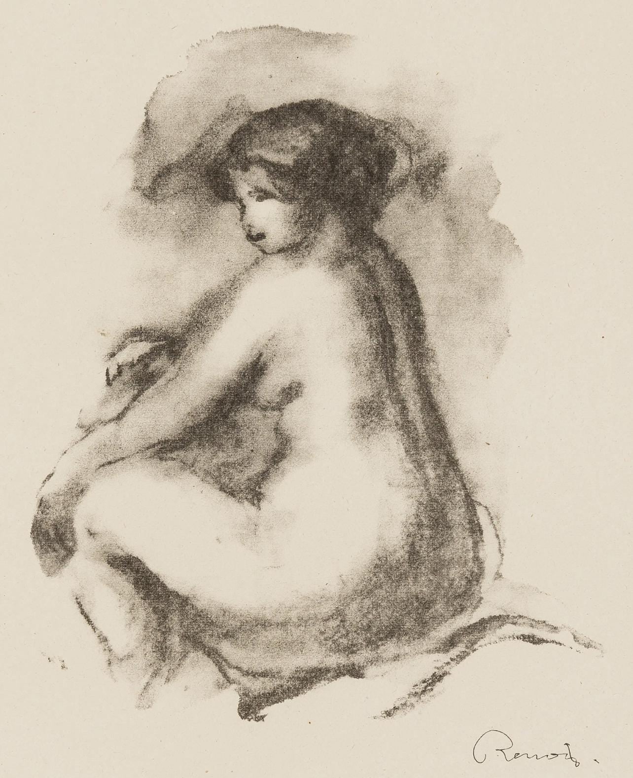 Pierre-Auguste Renoir, Femme Nue Assisse, Lithograph