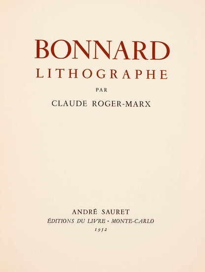 Pierre Bonnard, Au Thatre, Bonnard Lithographe, Lithograph