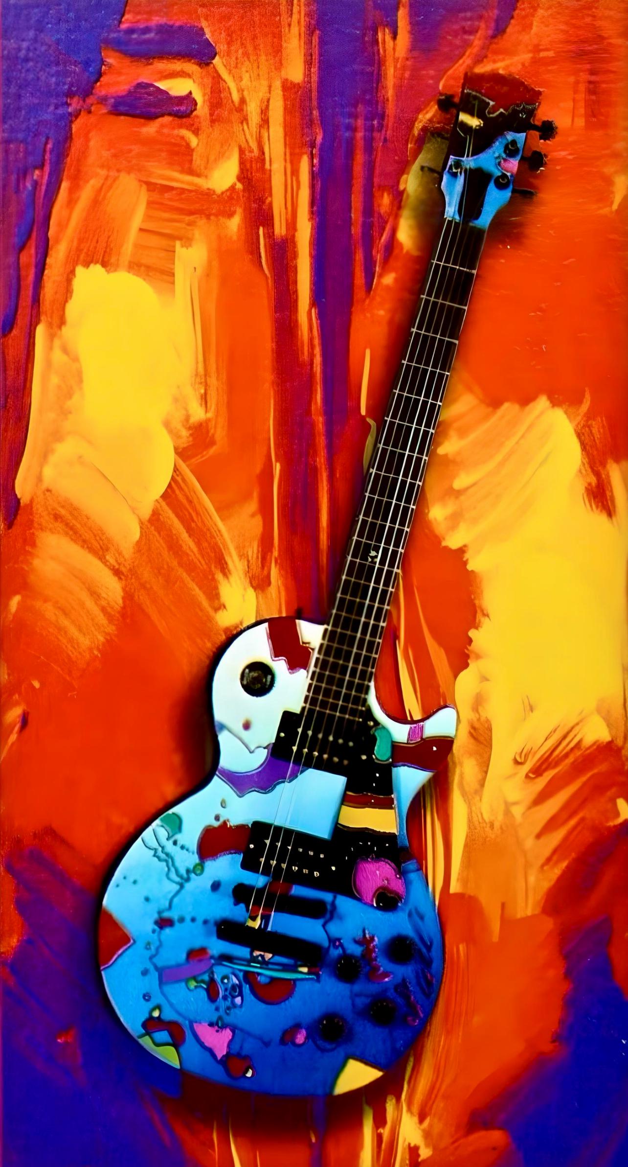 Peter Max, Rock N' Roll Guitar Iii, Hand Signed, Official Lithograph