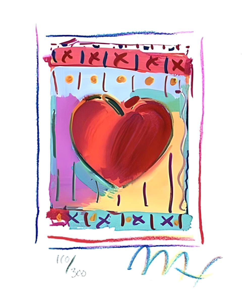 Peter Max, Heart Series Ii, Hand Signed, Official Lithograph