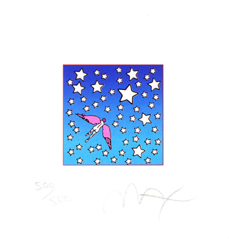 Peter Max, Winged Flyer In Space, Hand Signed, Official Lithograph