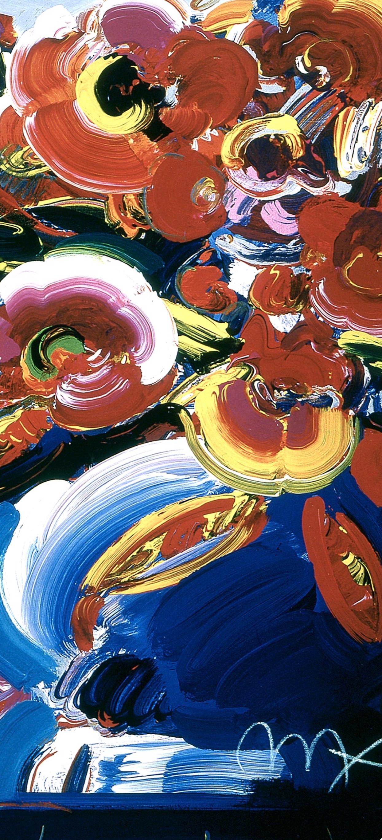 Peter Max, Flowers In Blue Vase Iii, Hand Signed, Official Lithograph