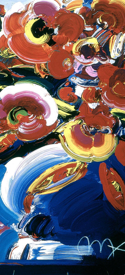 Peter Max, Flowers In Blue Vase Iii, Hand Signed, Official Lithograph