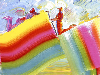 Peter Max, Two Figures On Rainbow, Hand Signed, Official Lithograph