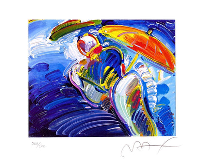 Peter Max, Abstract Figure With Umbrella, Hand Signed, Official Lithograph