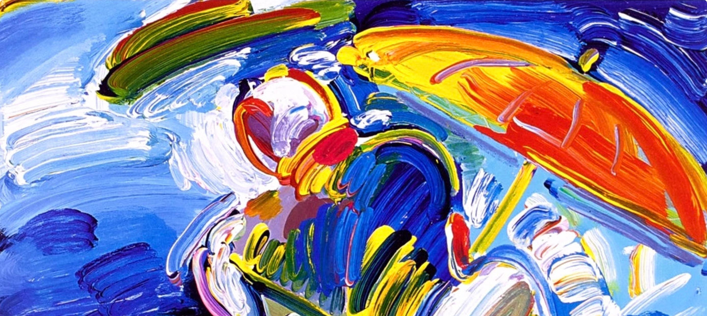 Peter Max, Abstract Figure With Umbrella, Hand Signed, Official Lithograph