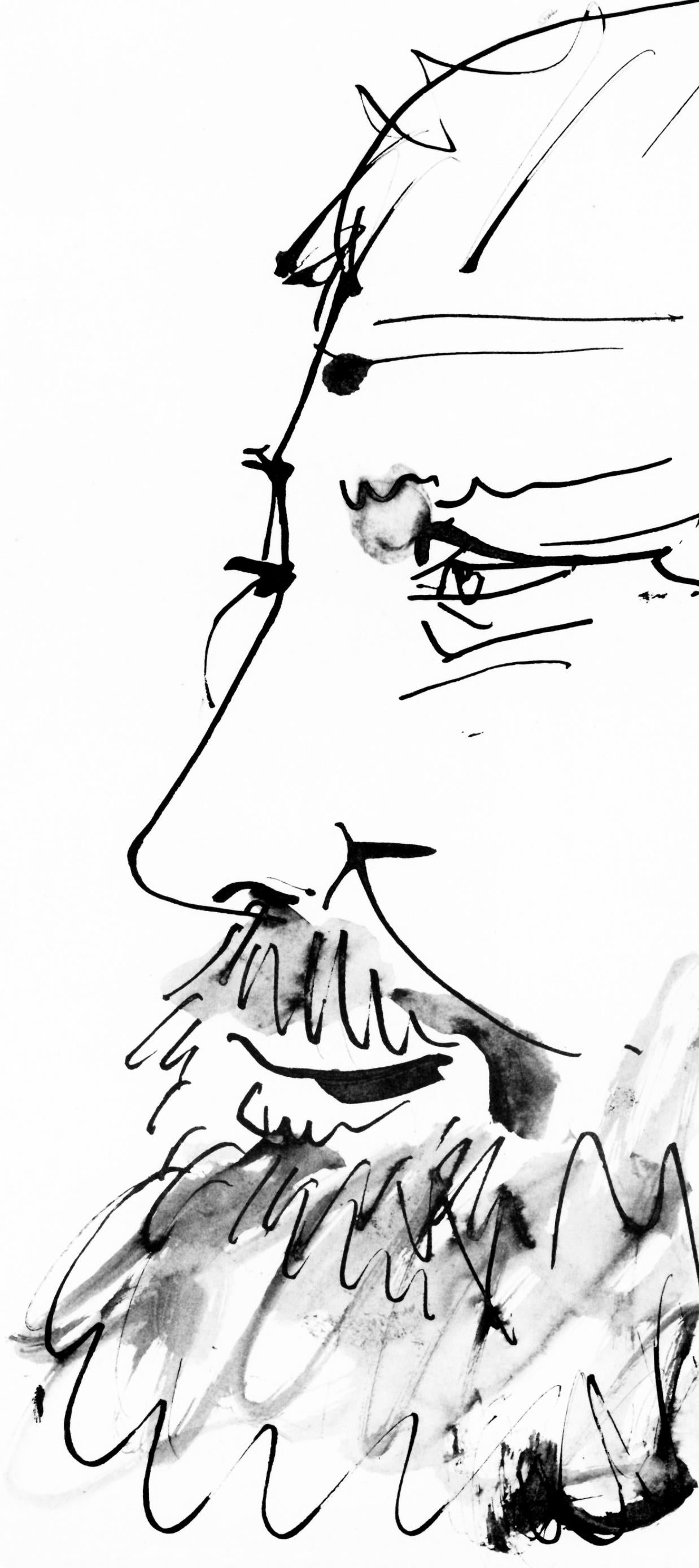 Pablo Picasso, Profil Gauche De Vieil Homme, Trait Et Lavis (Cramer 84; Johnson/Stein 77), Collotype