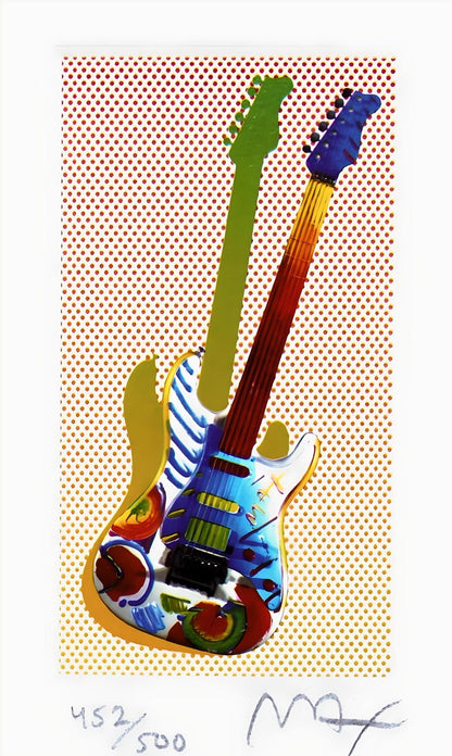 Peter Max, Rock N' Roll Guitar I, Hand Signed, Official Lithograph