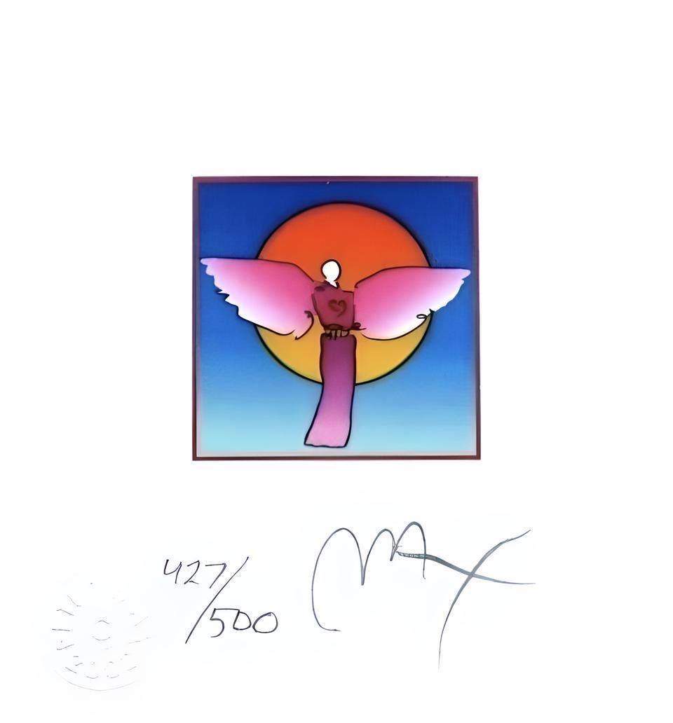 Peter Max, Angel With Sun Ii, Hand Signed, Official Lithograph
