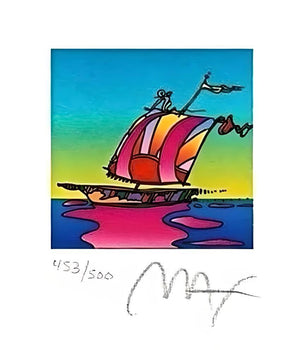 Peter Max, Cosmic Sailboat, Hand Signed, Official Lithograph