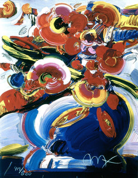 Peter Max, Flowers In Blue Vase Iii, Hand Signed, Official Lithograph