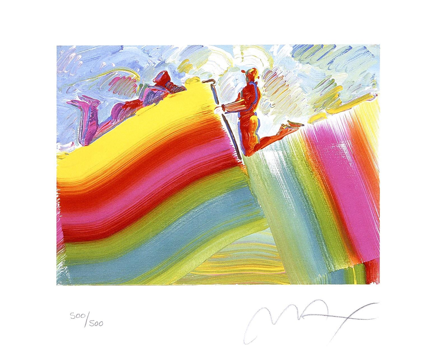 Peter Max, Two Figures On Rainbow, Hand Signed, Official Lithograph