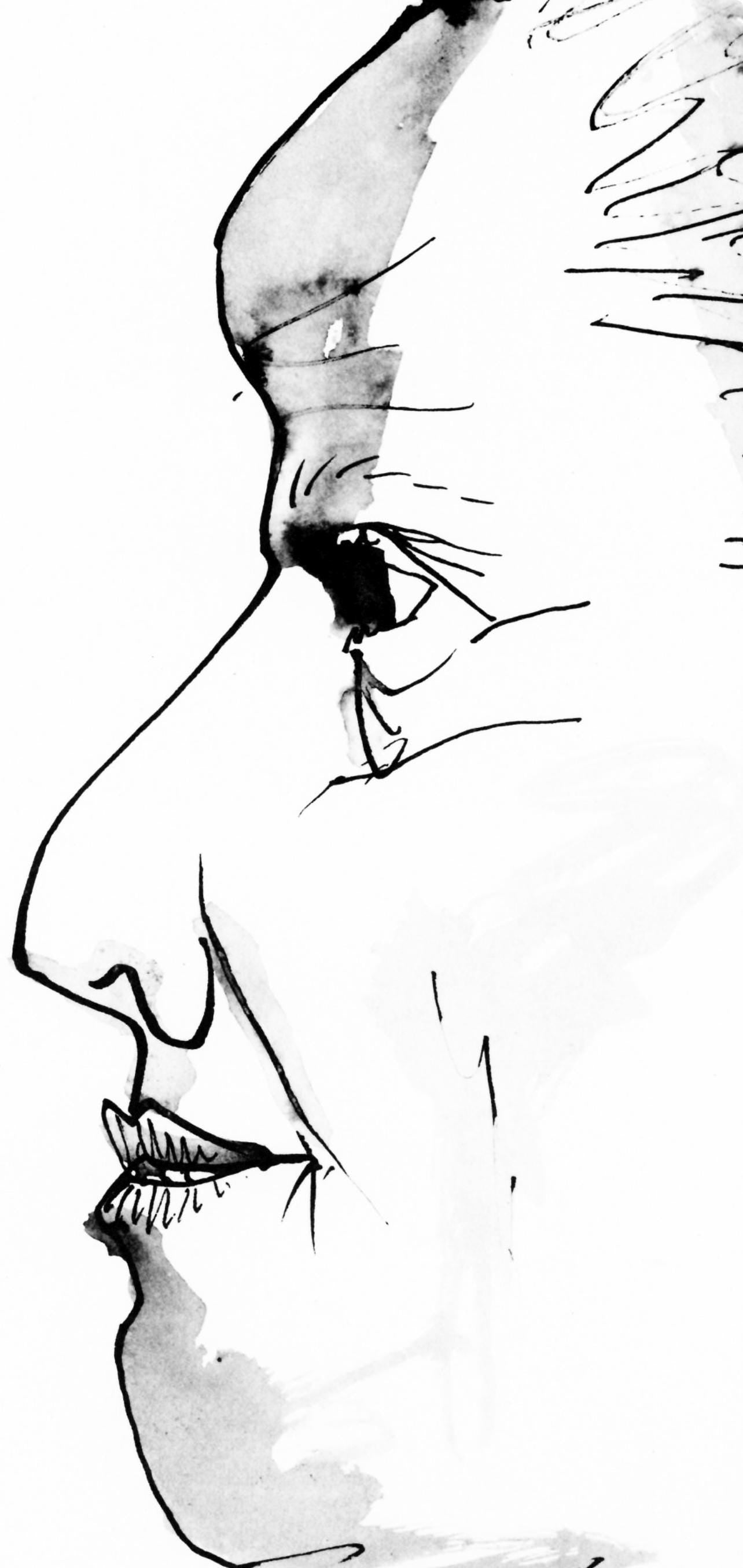 Pablo Picasso, Profil De Vieille Femme, Trait Et Lavis (Cramer 84; Johnson/Stein 77), Collotype