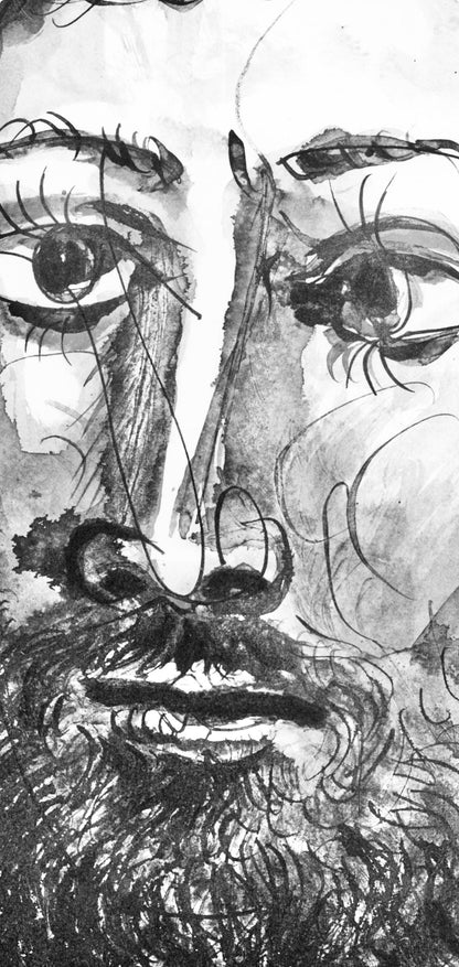 Pablo Picasso, Visage D'Homme Barbu Paisse Chevelure, Trait Et Lavis (Cramer 84; Johnson/Stein 77),