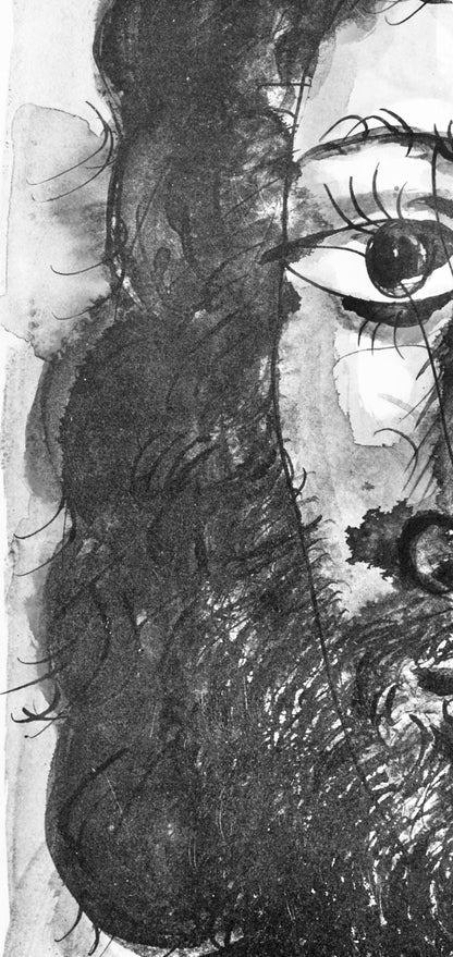 Pablo Picasso, Visage D'Homme Barbu Paisse Chevelure, Trait Et Lavis (Cramer 84; Johnson/Stein 77),