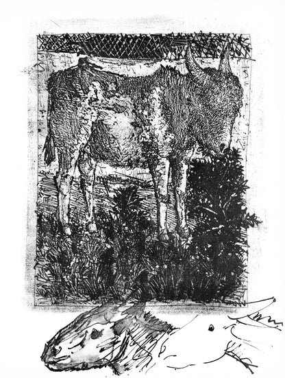 Pablo Picasso, Anes, Sur Une Planche Grave (Cramer 84; Johnson/S. 77), 40 Dessins De Picasso En