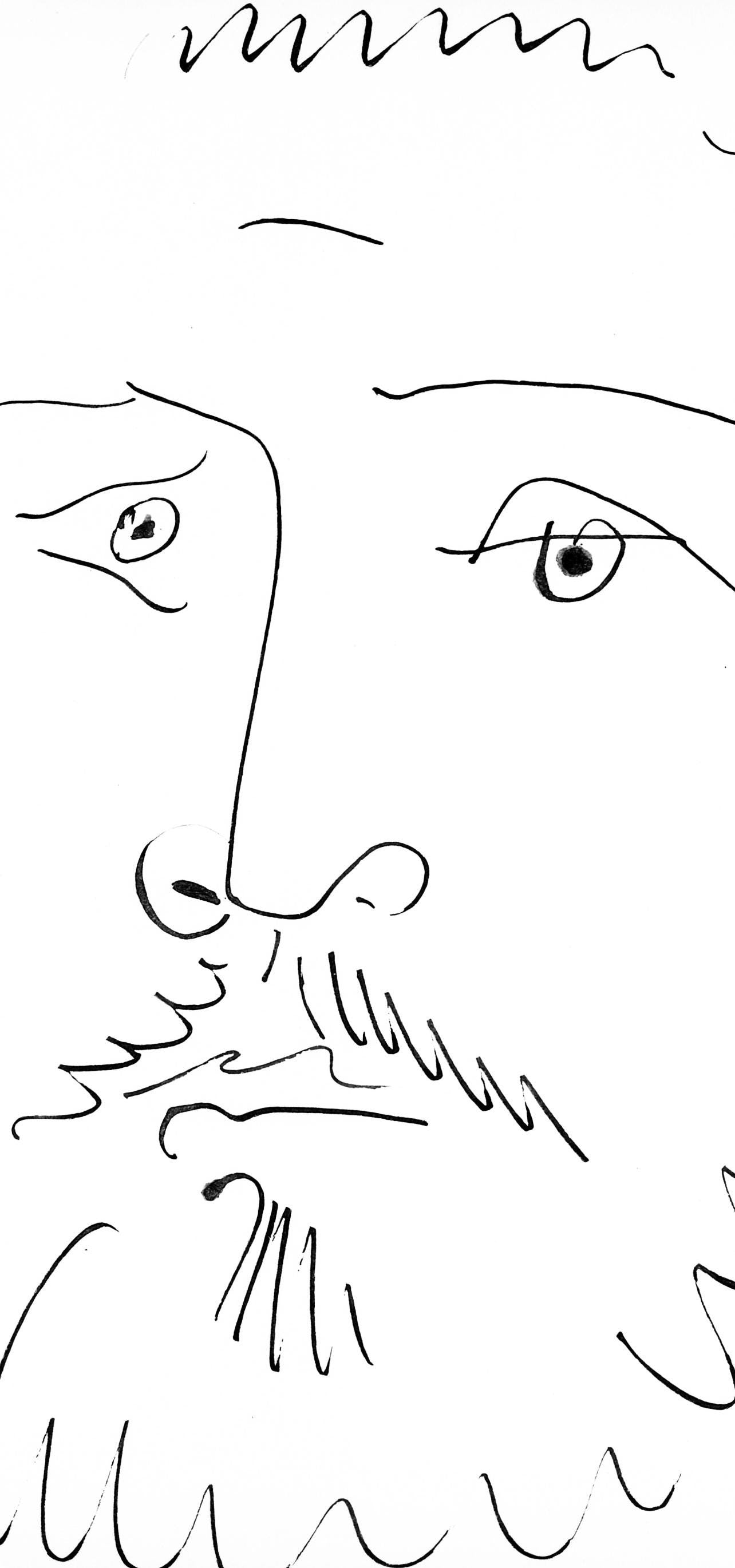 Pablo Picasso, Visage D'Homme Barbu, De Face (Cramer 84; Johnson/S. 77), 40 Dessins De Picasso En