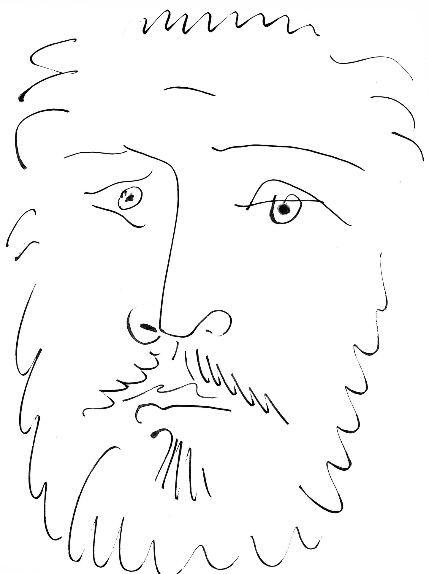 Pablo Picasso, Visage D'Homme Barbu, De Face (Cramer 84; Johnson/S. 77), 40 Dessins De Picasso En