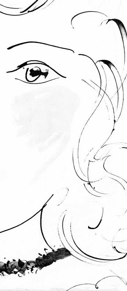 Pablo Picasso, Visage De Jeune Fille, De Face, Trait Et Lavis (Cramer 84; Johnson/Stein 77),