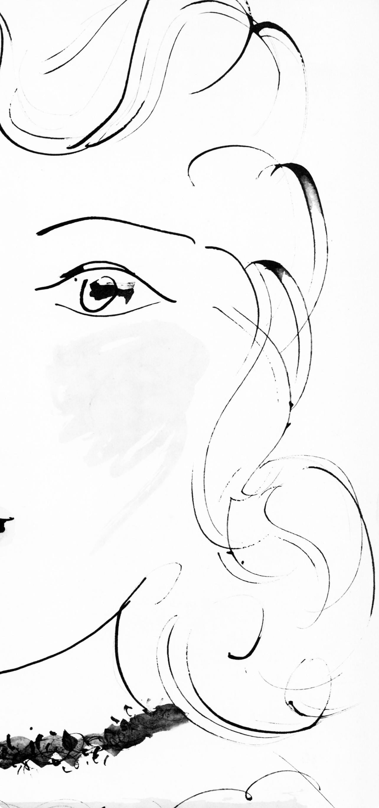 Pablo Picasso, Visage De Jeune Fille, De Face, Trait Et Lavis (Cramer 84; Johnson/Stein 77),