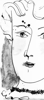 Pablo Picasso, Visage De Jeune Fille, De Face, Trait Et Lavis (Cramer 84; Johnson/Stein 77),