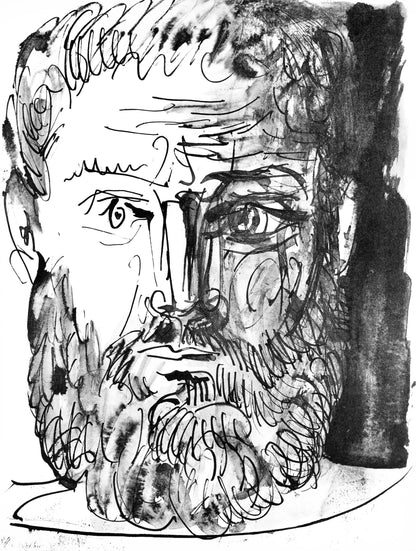 Pablo Picasso, Homme Barbu, De Face, Trait Et Lavis (C. 84; J./S. 77), 40 Dessins De Picasso En