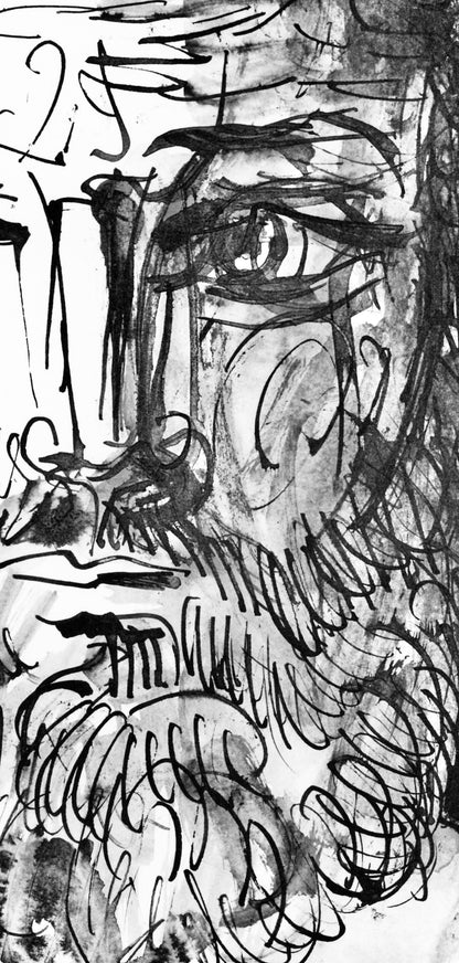 Pablo Picasso, Homme Barbu, De Face, Trait Et Lavis (C. 84; J./S. 77), 40 Dessins De Picasso En