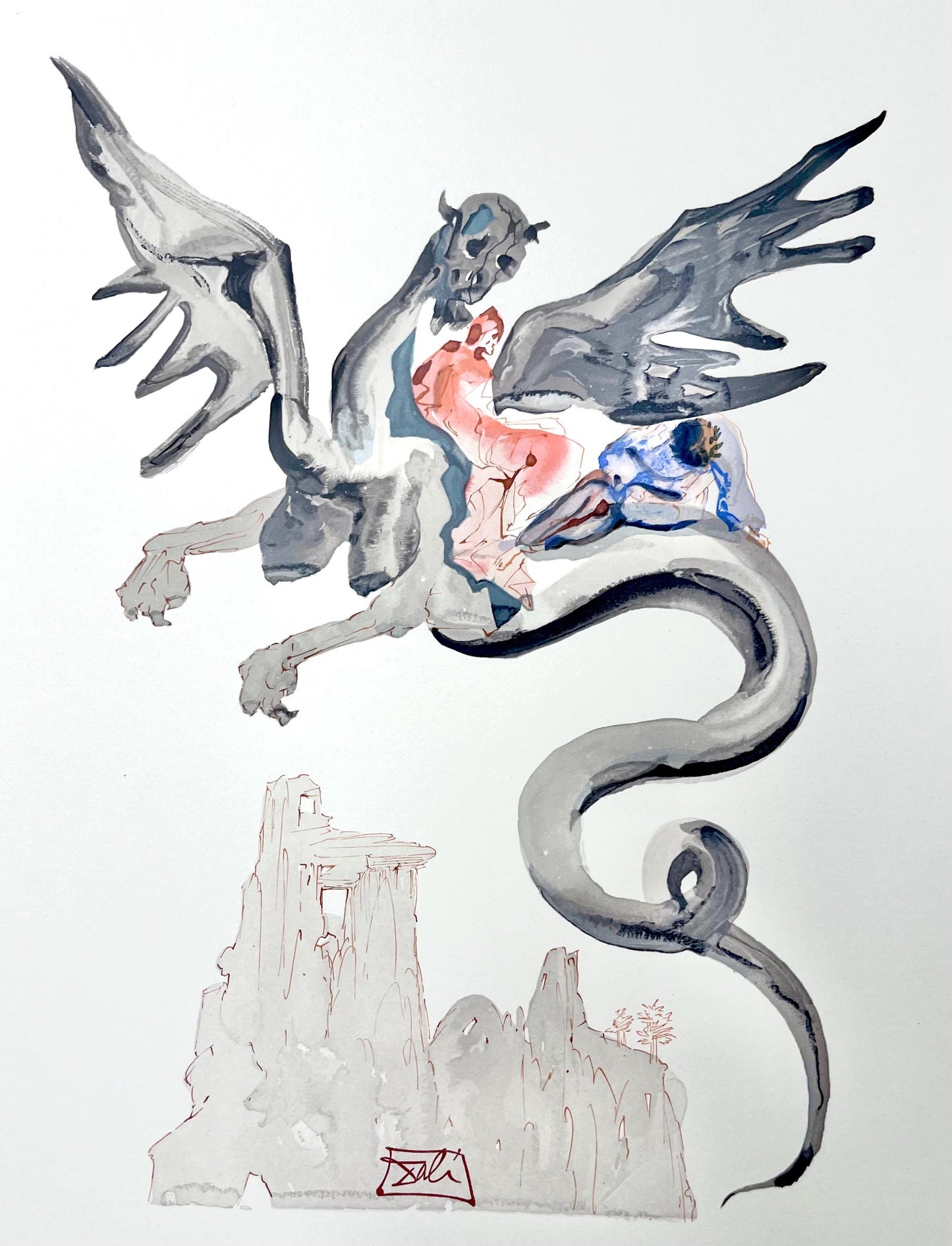 Salvador Dali, Hlle Xvii (Michler/Lpsinger 1039-1138; Field 189-200), Die Gttliche Komdie, Signed,