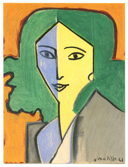 Henri Matisse, Madame L.D. Portrait Vert, Bleu, Portraits Par Henri Matisse, Lithograph