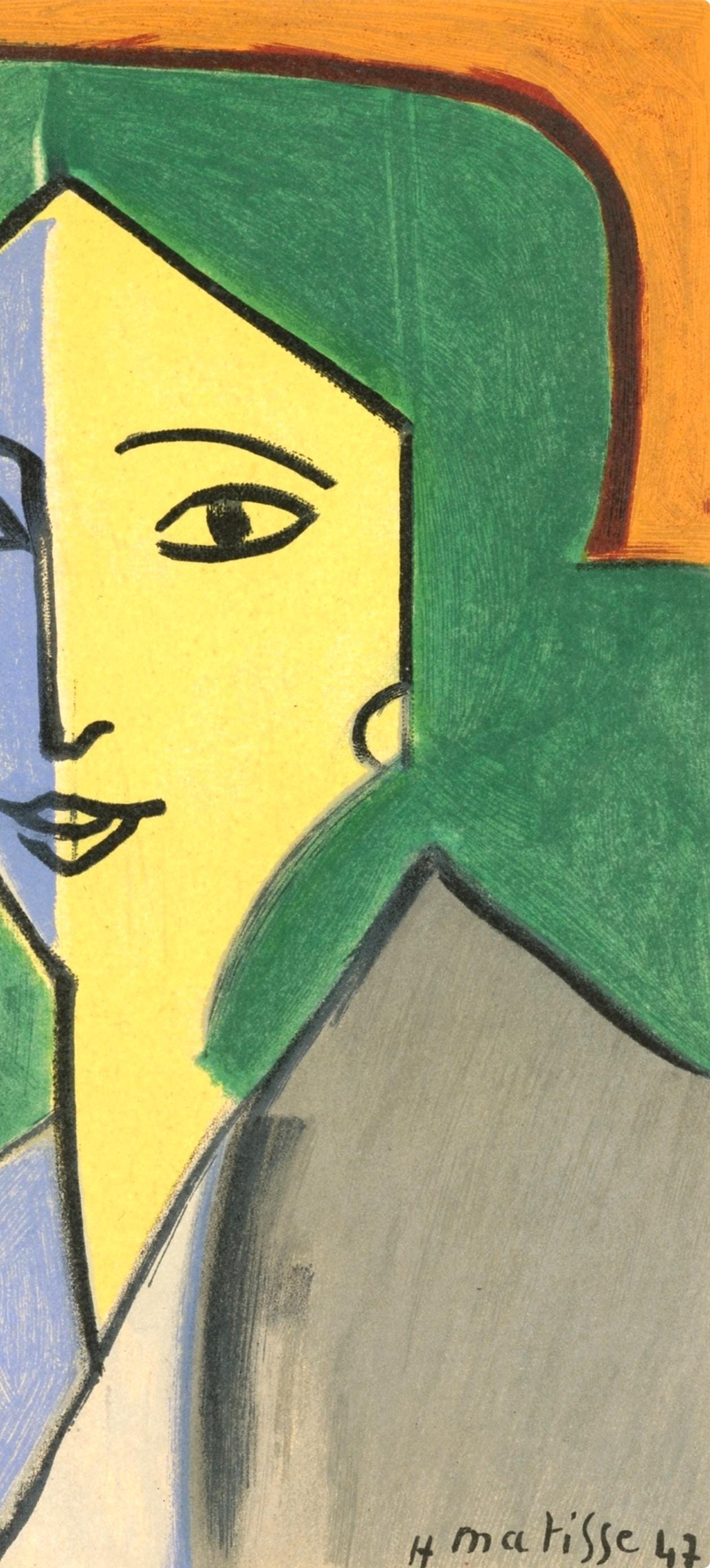 Henri Matisse, Madame L.D. Portrait Vert, Bleu, Portraits Par Henri Matisse, Lithograph