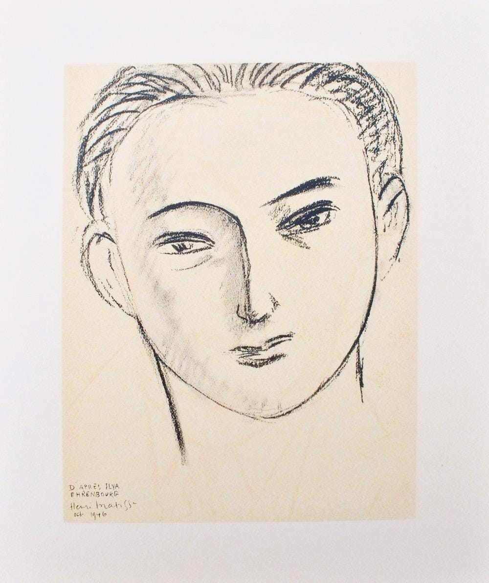 Henri Matisse, D'Apres Ilya Ehrenbourg, Portraits Par Henri Matisse, Hliogravure