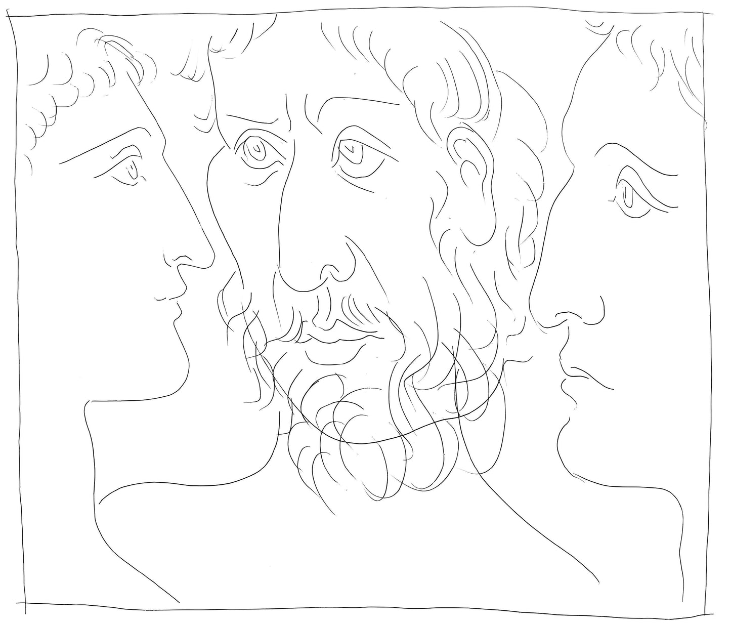Pablo Picasso, Trois Ttes D'Homme, Les Mtamorphoses, Lithograph