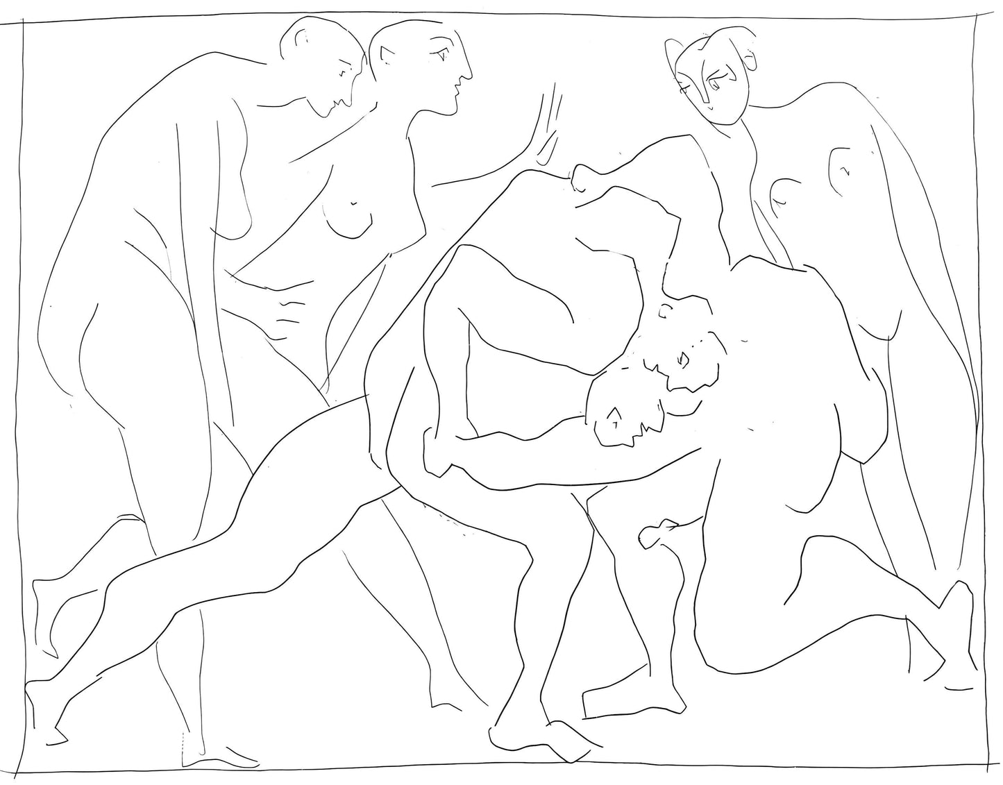 Pablo Picasso, Deux Lutteurs Observs Par Trois Femmes Nues, Les Mtamorphoses, Lithograph