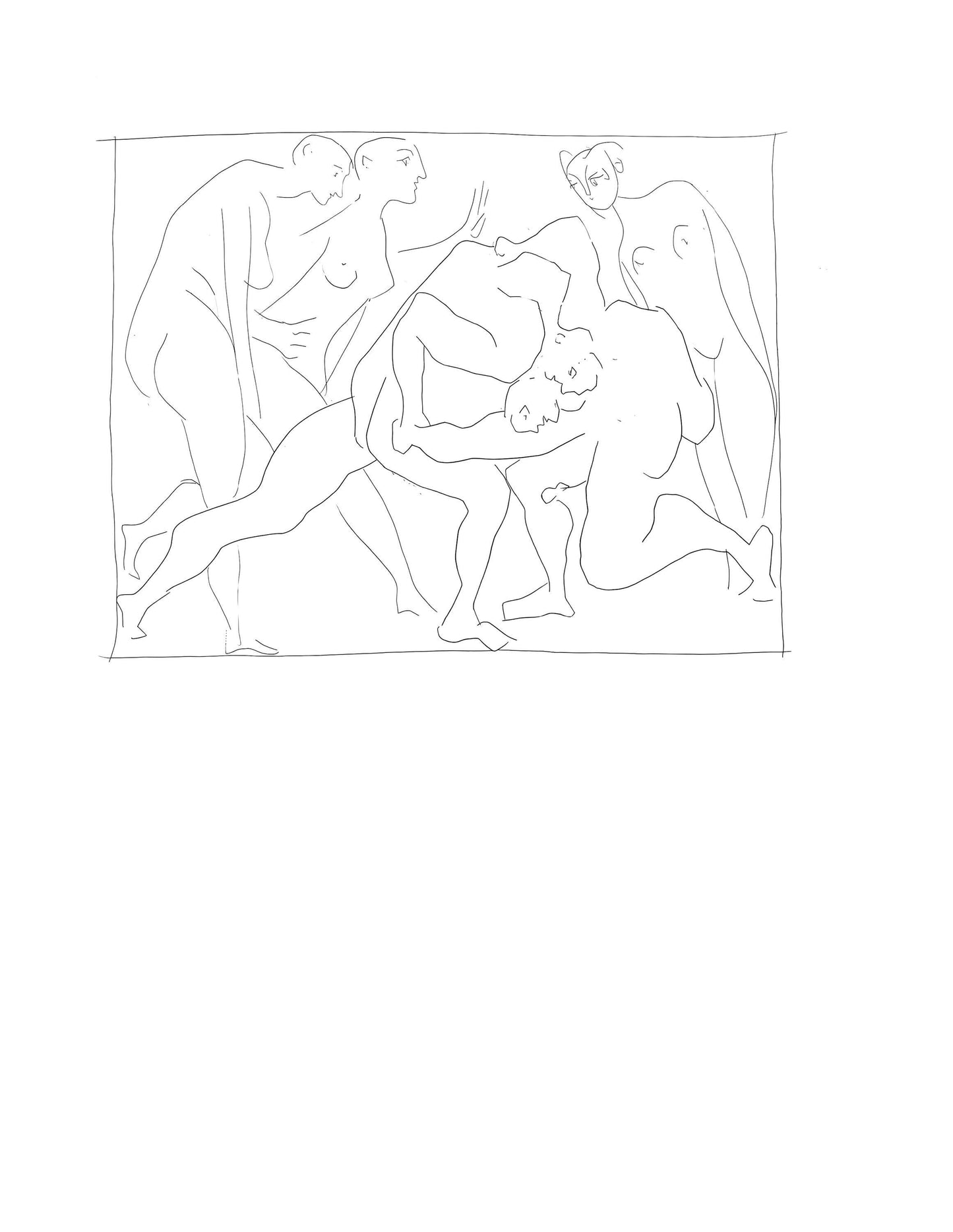 Pablo Picasso, Deux Lutteurs Observs Par Trois Femmes Nues, Les Mtamorphoses, Lithograph