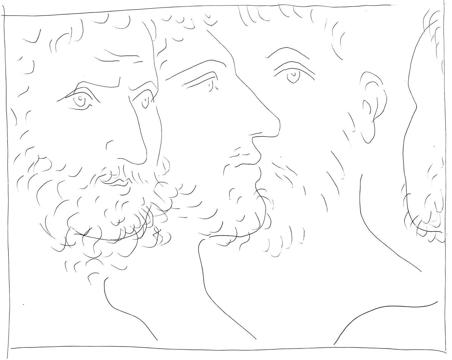 Pablo Picasso, Quatres Ttes D'Hommes, Les Mtamorphoses, Lithograph