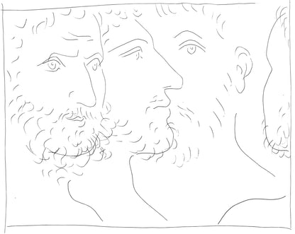 Pablo Picasso, Quatres Ttes D'Hommes, Les Mtamorphoses, Lithograph