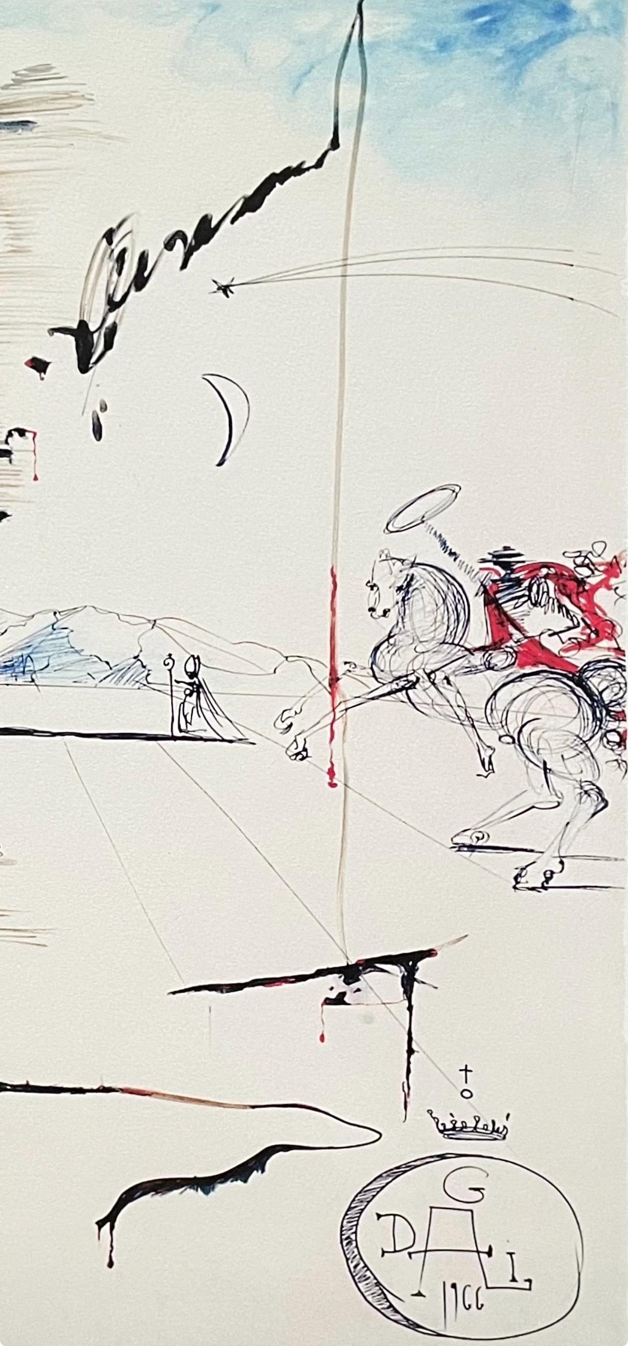 Salvador Dali, Don Quichotte Sur Un Paysage Infini, Signed, Archival Pigment Print