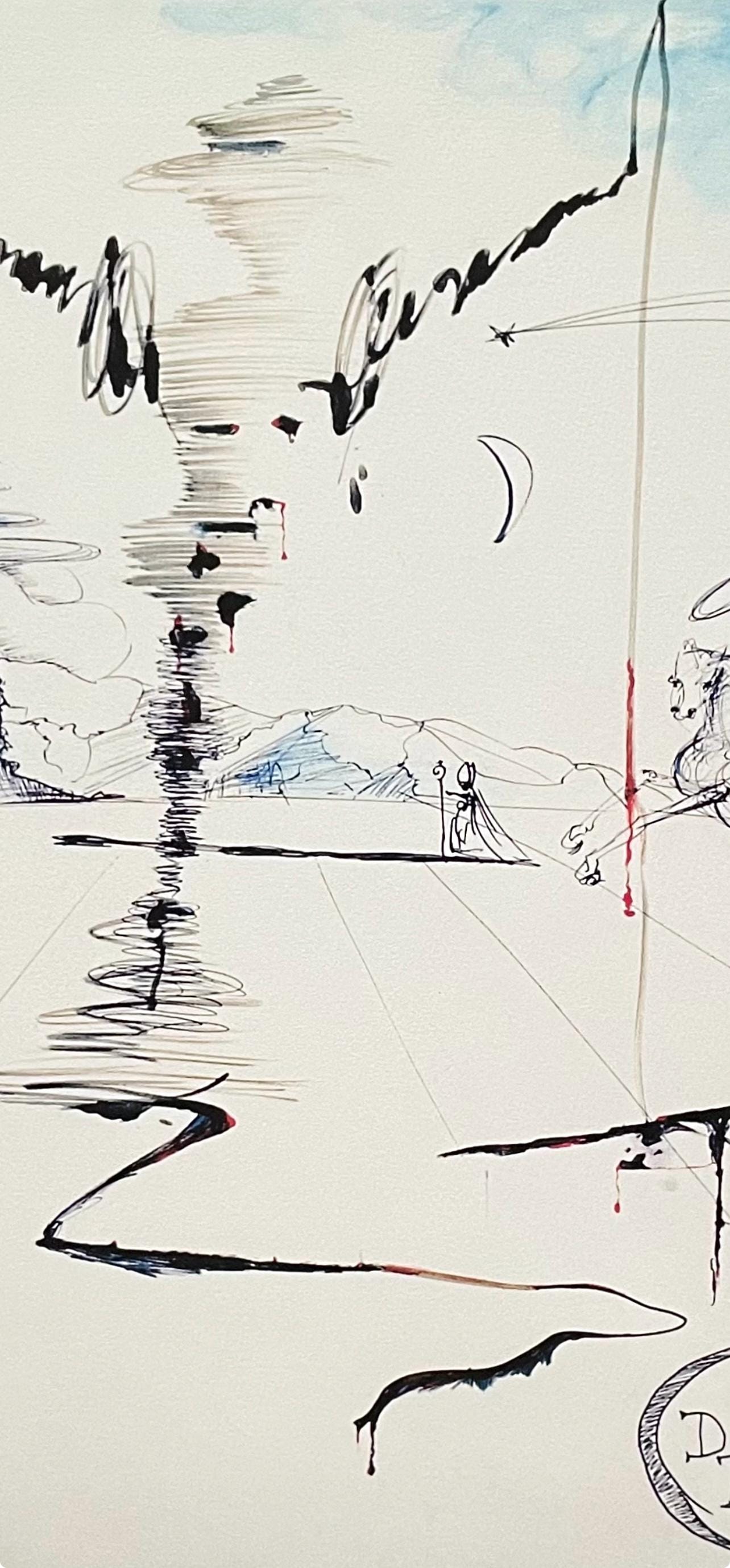 Salvador Dali, Don Quichotte Sur Un Paysage Infini, Signed, Archival Pigment Print