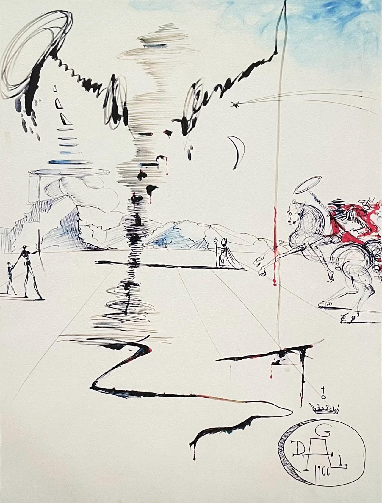Salvador Dali, Don Quichotte Sur Un Paysage Infini, Signed, Archival Pigment Print