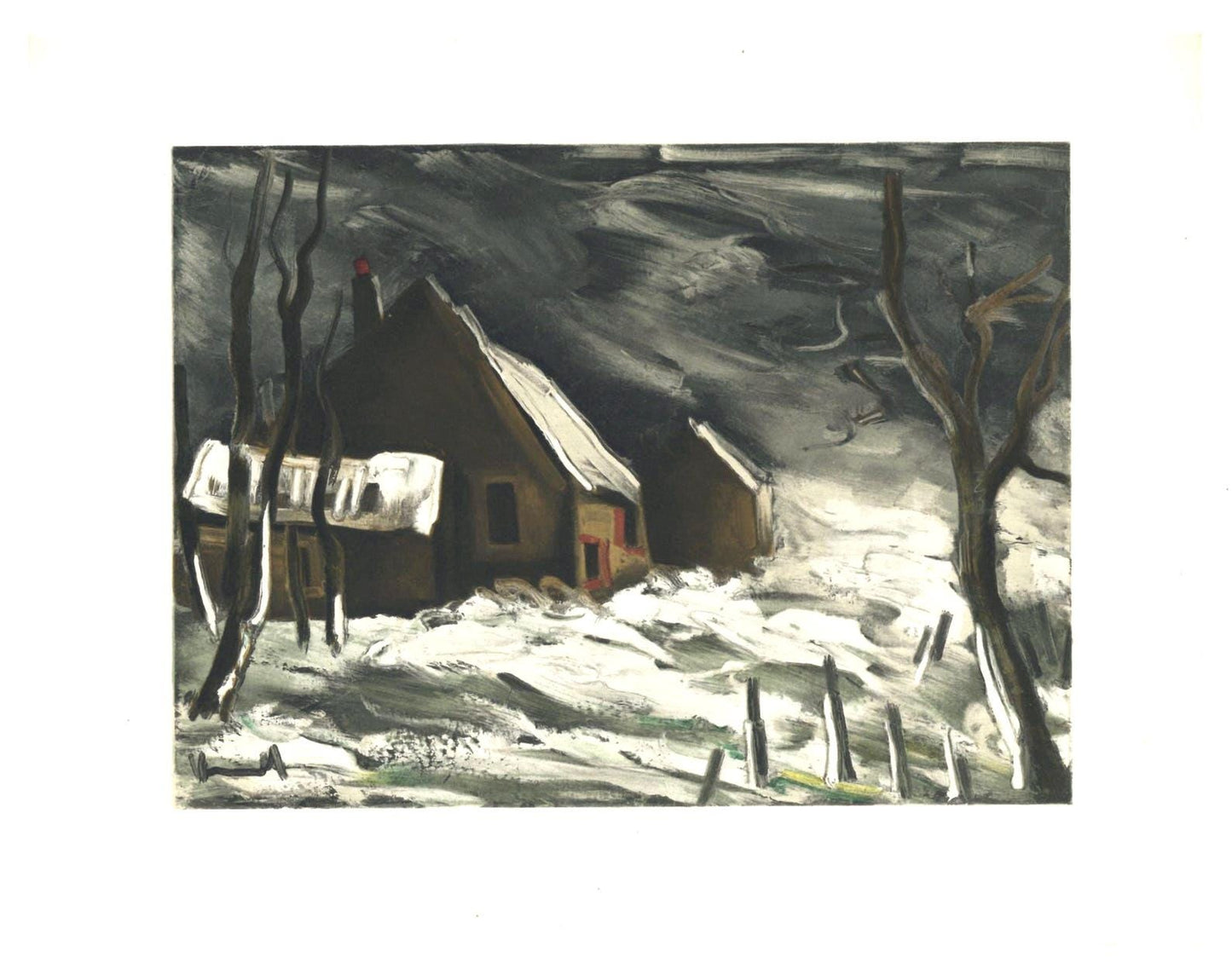 Maurice De Vlaminck, La Maladrerie Sous La Neige, Vlaminck, Signed, Lithograph