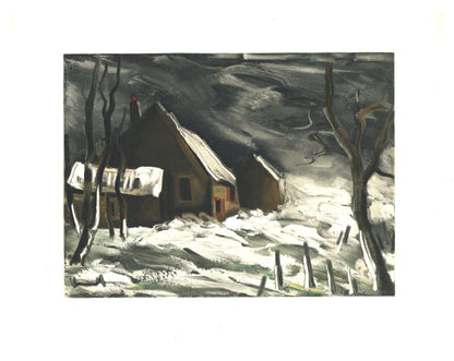 Maurice De Vlaminck, La Maladrerie Sous La Neige, Vlaminck, Signed, Lithograph