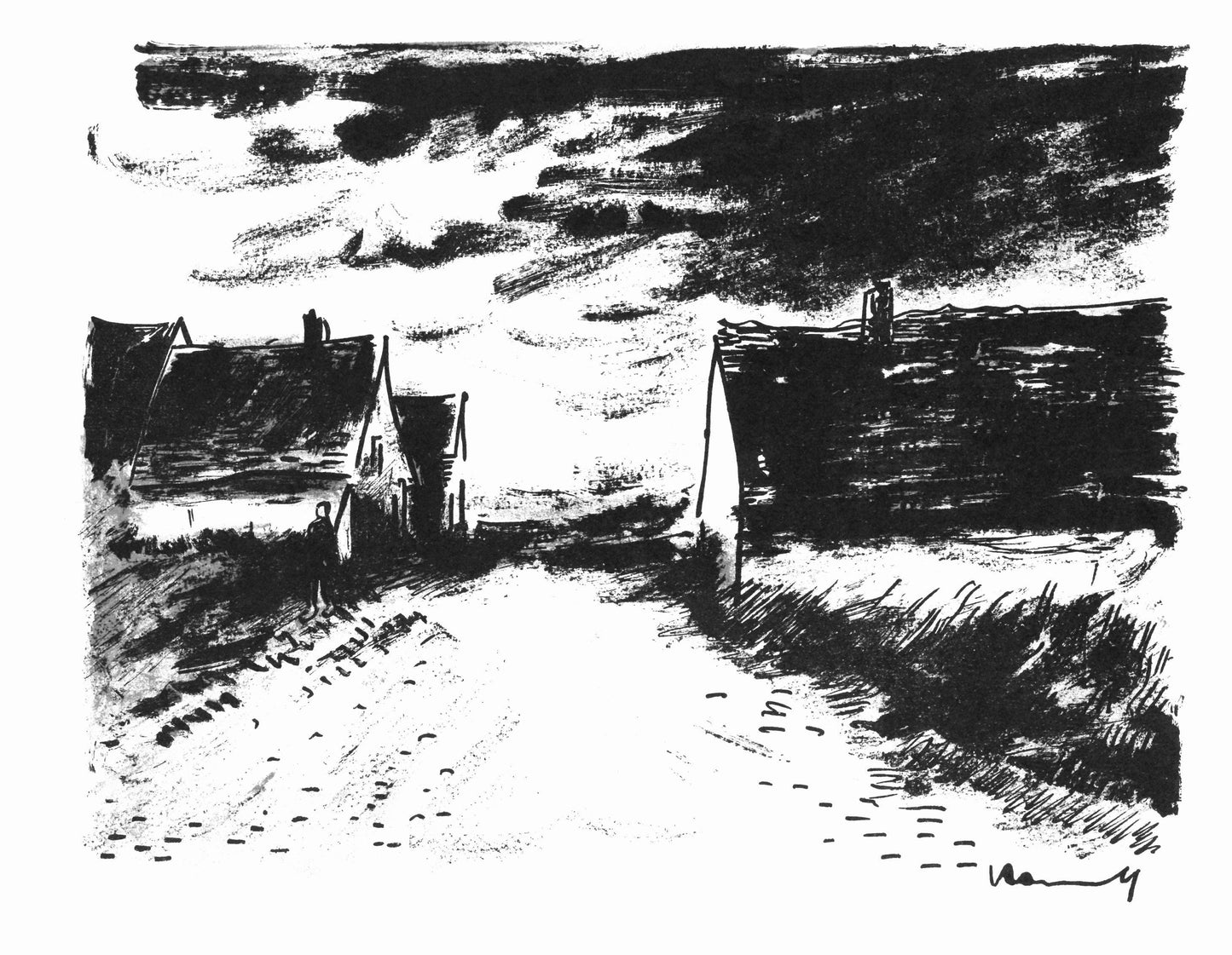 Maurice De Vlaminck, Maisons Dans La Beauce (Walterskirchen 274), Vlaminck, Signed, Lithograph