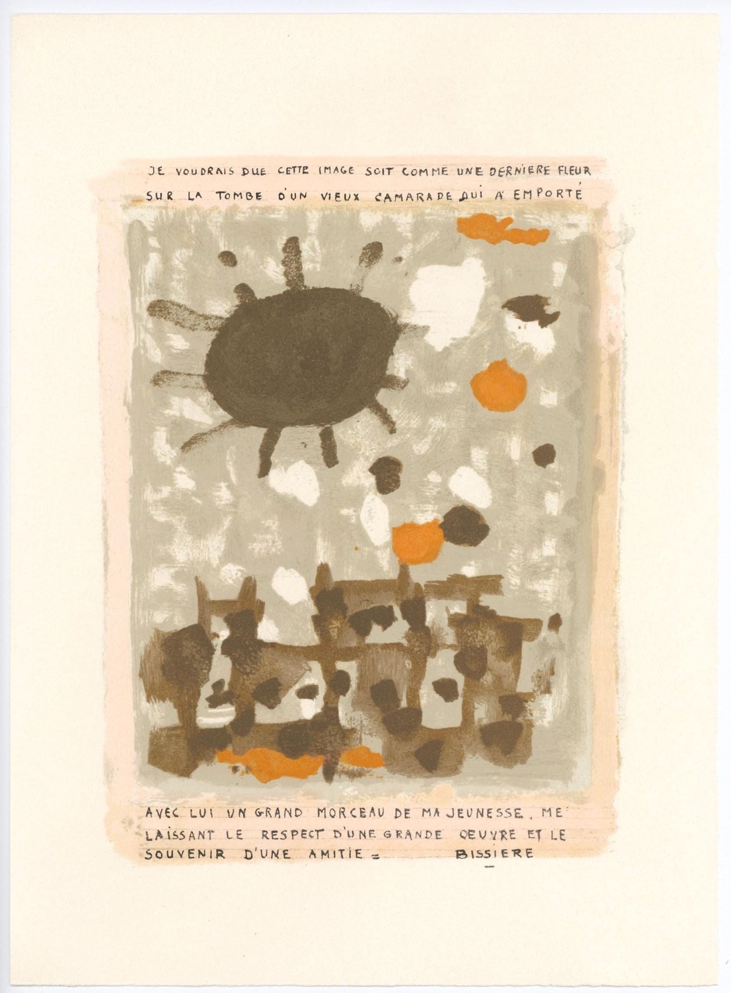 Roger Bissire, Pome Pour Georges Braque, L'Hommage Georges Braque, Derrire Le Miroir, Lithograph