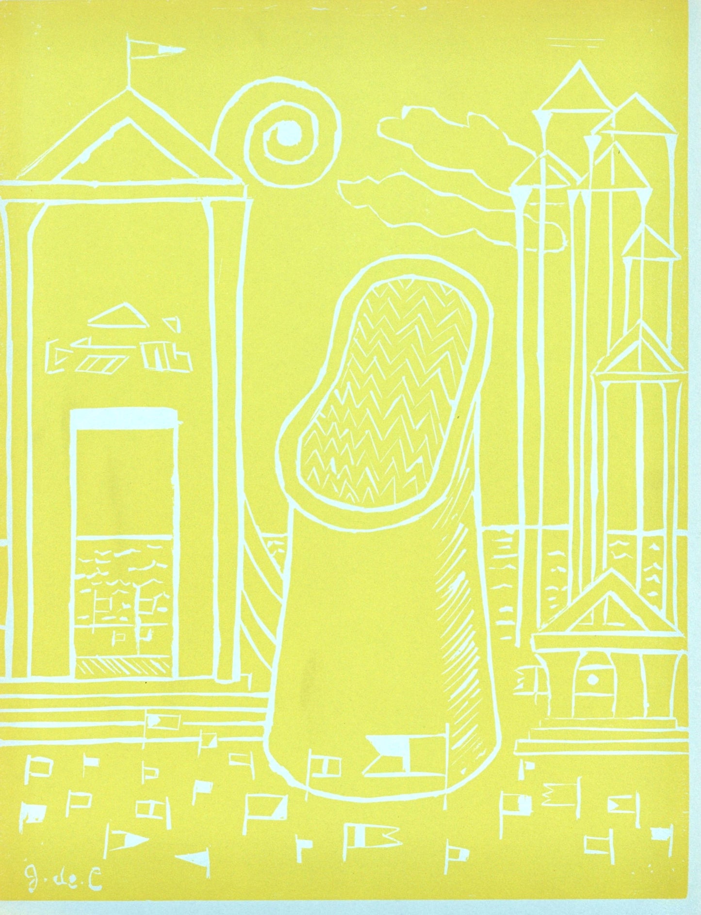 Giorgio De Chirico, Cabina Misteriosa, Socit Internationale D'Art Xxe Sicle, Linocut