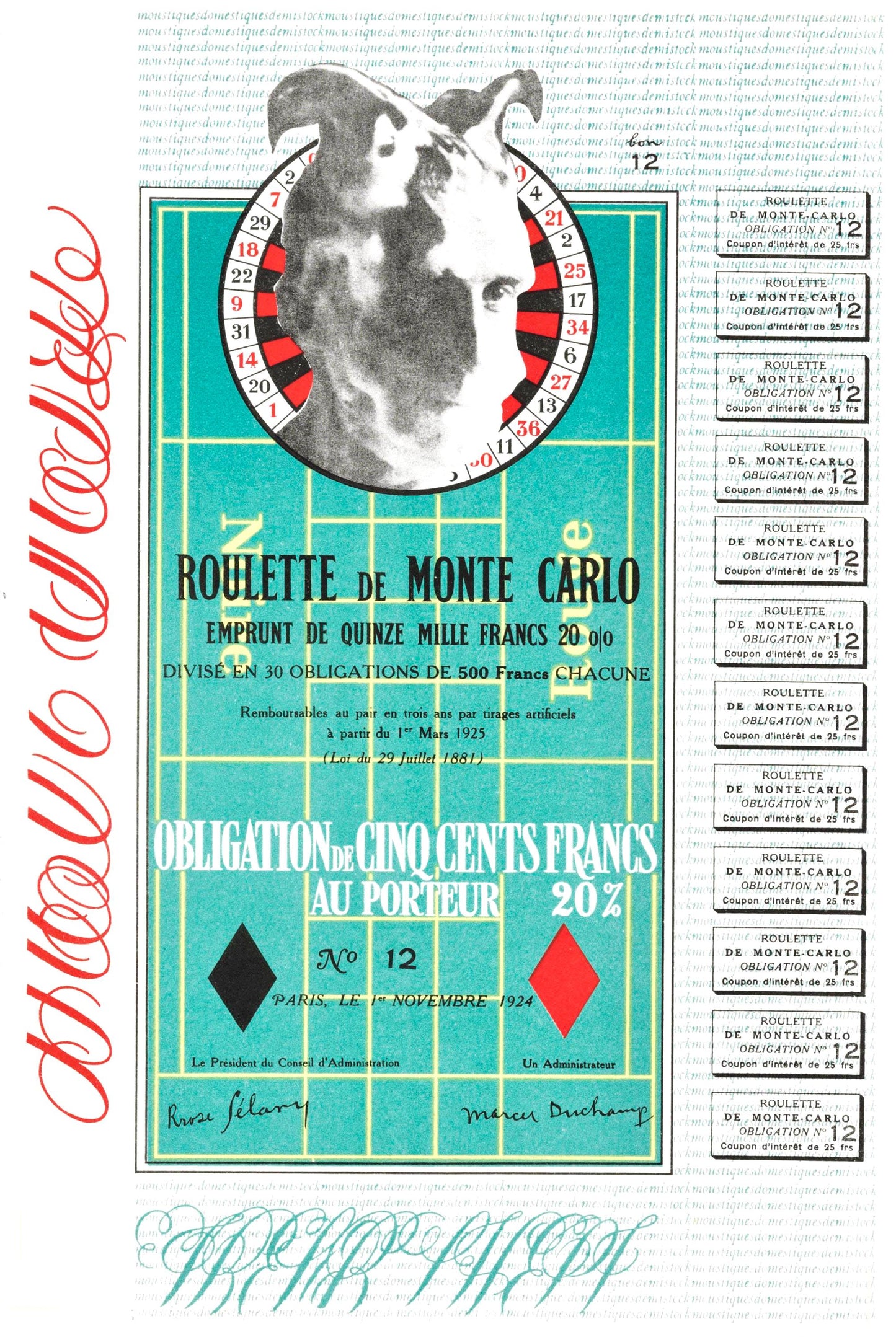 Marcel Duchamp, Bond de Monte-Carlo (Schwarz 406), Socit internationale d'art XXe sicle, Lithograph