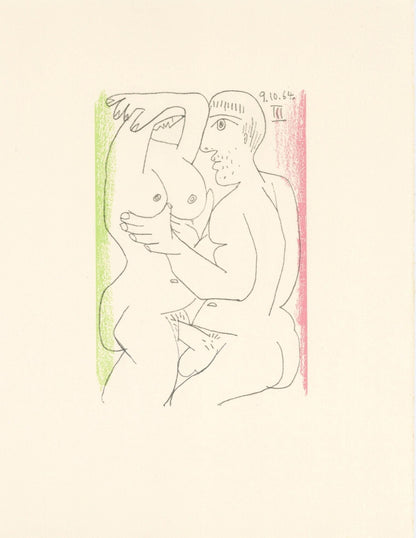 Pablo Picasso, 9.10.64. Iii (Cramer 148), Le Got Du Bonheur, Mixed Media Lithograph